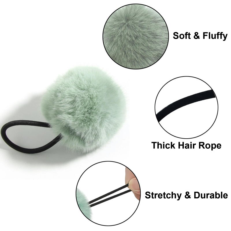 بلو زو مجموعة بلو زوو المكونة من 16 قطعة من ربطات الشعر المزينة بكرات بوم بوم كبيرة ورقيقة للنساء والفتيات والمراهقات والأطفال، ربطات شعر سميكة ومرنة للغاية لا تسبب أي ضرر أو شد للشعر، 16 لونًا، حبال بقطر 1.5 بوصة - Image 3